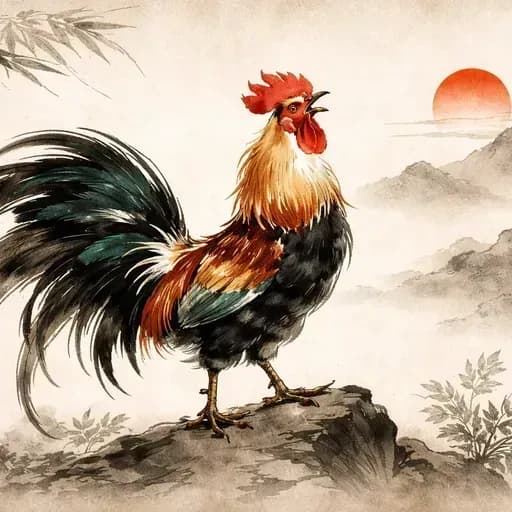 Ilustración del Gallo del zodiaco chino