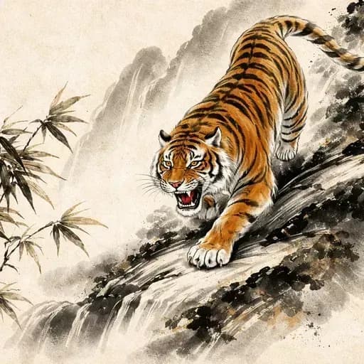 Ilustración del Tigre del zodiaco chino